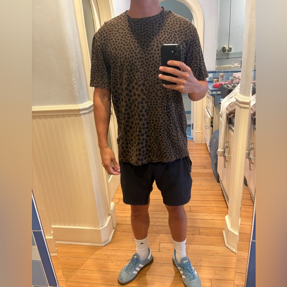All Saints Brown Leopard Print Short Sleeve Tee